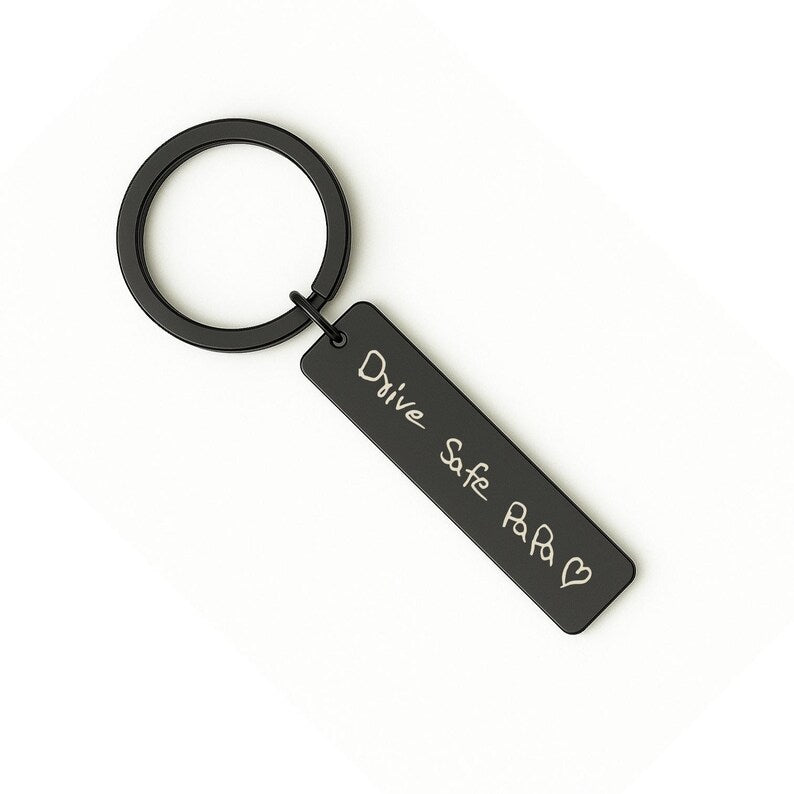 Handwriting Drive Safe Keychain, Personalized Gift for Dad