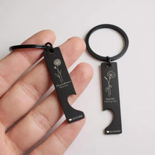 Personalised Mirror Finish Birth Flower Keychain