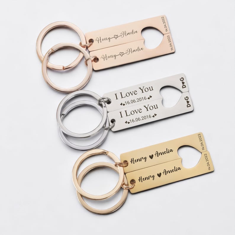 Personalised Interlocking Heart Puzzle Keychains