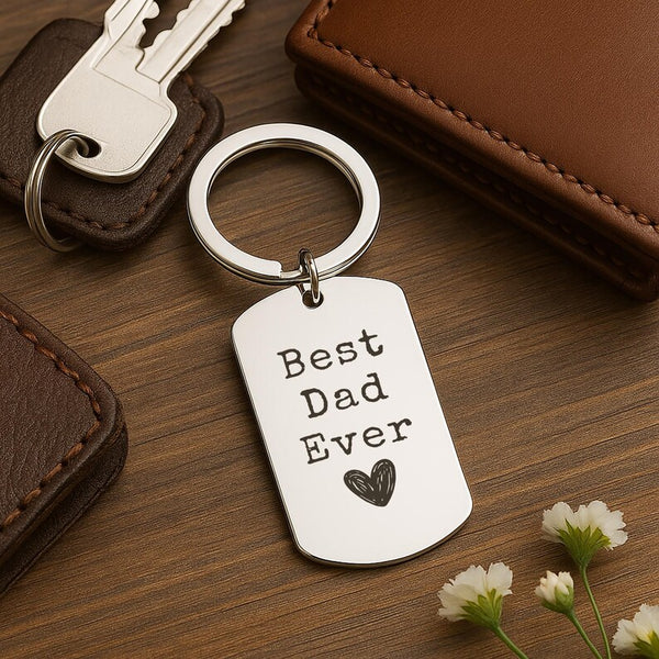 Best Mom & Dad Ever Keychain Set, Personalized Stainless Steel Couple Keychains, Thoughtful Gift for Parents, Anniversary or Family Keepsake