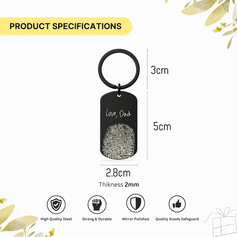 Fingerprint & Handwriting Keychain, Custom Keepsake Gift