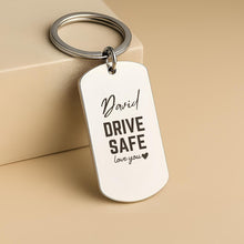Personalised Stainless Steel Drive Safe Keychain