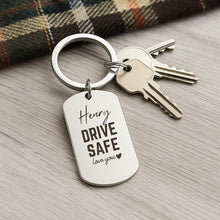Personalised Stainless Steel Drive Safe Keychain