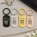 Personalised Stainless Steel Drive Safe Keychain