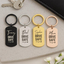 Personalised Stainless Steel Drive Safe Keychain