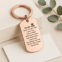 To My Son Keychain - Personalized Inspirational Gift - Durable Stainless Steel Keepsake - Custom Engraved Keyring - Gift For Son