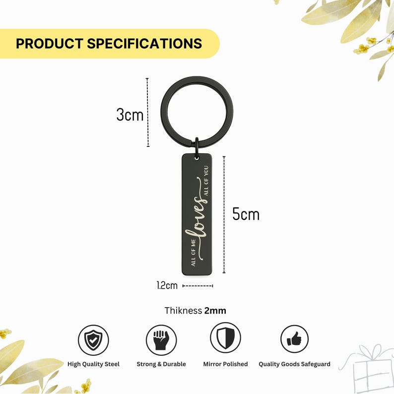 All of Me Loves All of You Keychain, Personalized Engraved Keyring, Anniversary Keyring Gift, Custom Love Keychain, Romantic Couple Gift