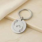 Custom Round Gold Arabic Name Engraved Keychain
