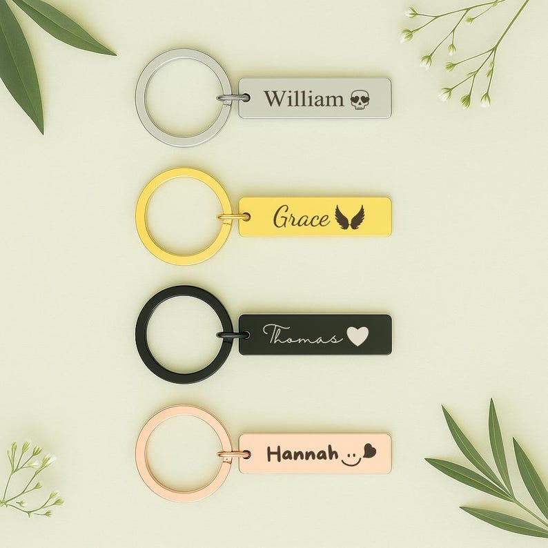 Custom Name Keychain, Personalized Engraved Gift