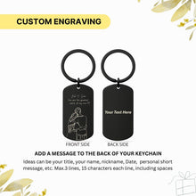 Personalised photo keychain with engraved sketch design