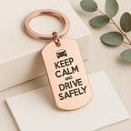 "Keep Calm and Drive Safely" Mirror Keychain
