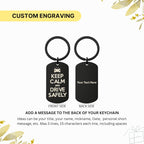 "Keep Calm and Drive Safely" Mirror Keychain