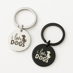 "I Love Dogs" Gold Keychain, Custom Pet Name Engraved