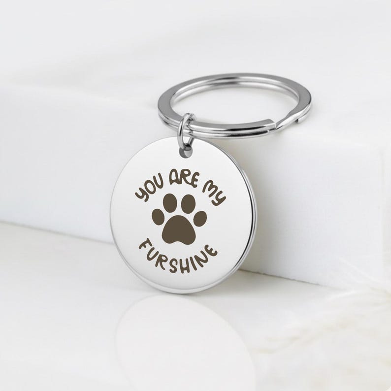"Paw Print" Stainless Steel Keyring, Cute Custom Engraved Charm