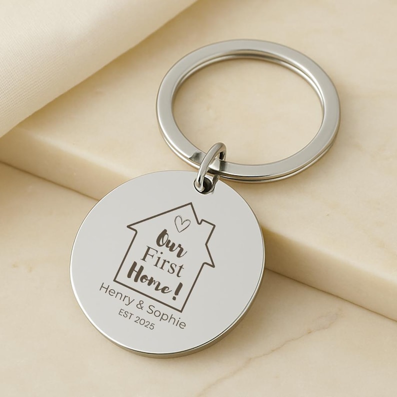 First Home Keychain, Stainless Steel Couple Gift