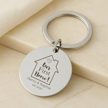 First Home Keychain, Stainless Steel Couple Gift