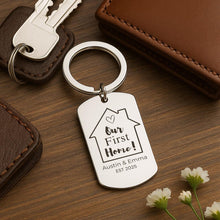 First Home Keychain, Custom Engraved Housewarming Gift