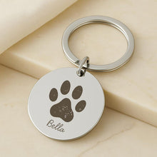 Pet Paw Print Keychain, Personalised Engraved Memorial Gift