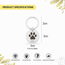 Pet Paw Print Keychain, Personalised Engraved Memorial Gift