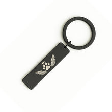 Pet Memorial Paw Print Keychain, Engraved Angel Wings Gift