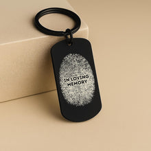 Fingerprint Memorial Keychain, Engraved Remembrance Gift