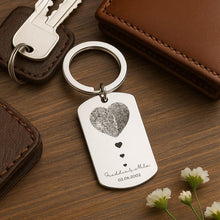 Couple Fingerprint Keychain, Custom Engraved Gift