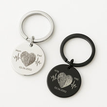 Couple Fingerprint Keychain, Custom Heart Gift