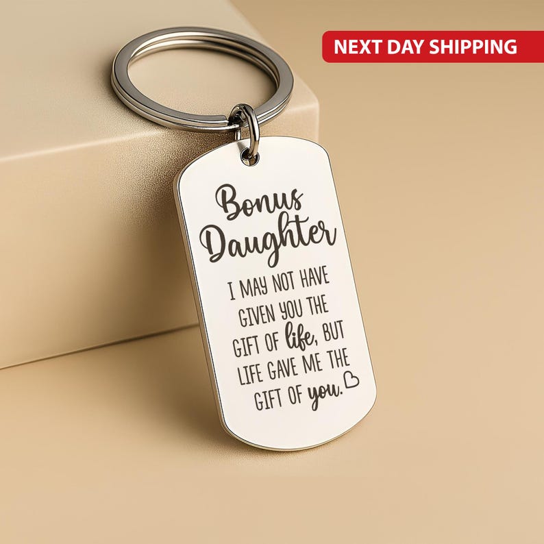 To My Beautiful Daughter Custom Engraved Keyring, Personalised Keepsake Gift for Birthday, Love You Forever Quote Custom Keychain