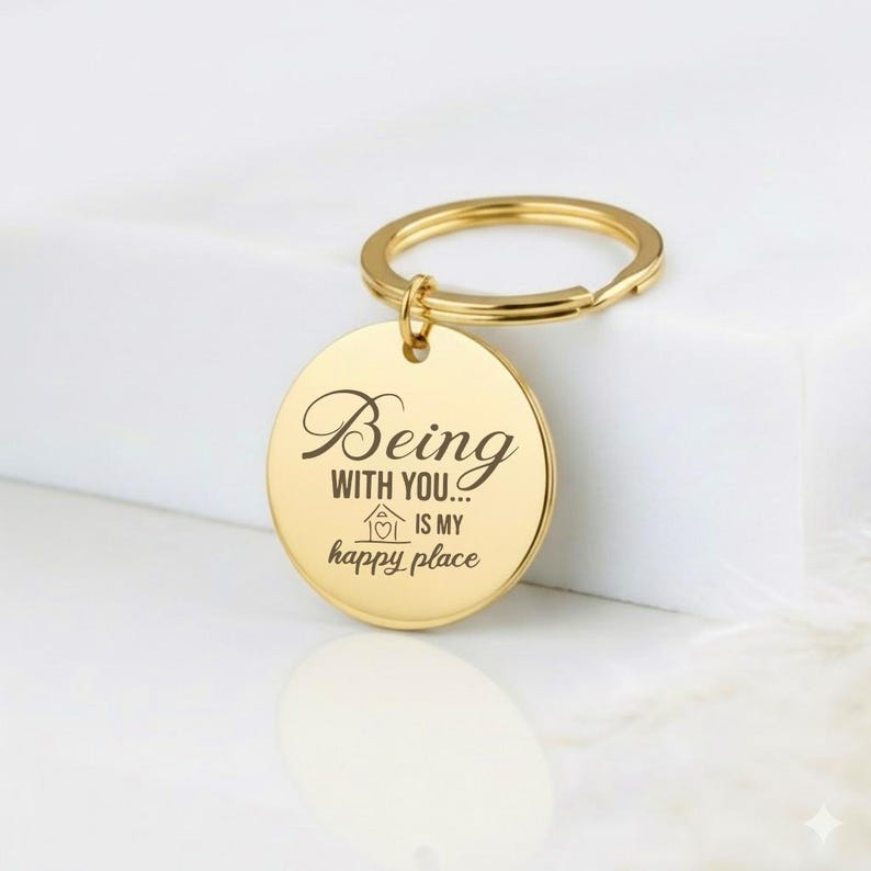 Engraved Stainless Steel Keychain, Personalized Love Quote Gift, Romantic Custom Message Keyring, Anniversary Couple Keepsake Keyring