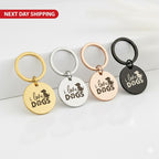 "I Love Dogs" Gold Keychain, Custom Pet Name Engraved