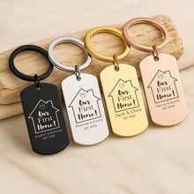 First Home Keychain, Custom Engraved Housewarming Gift