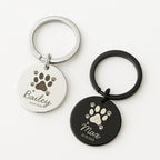 Pet Paw Print Name Keychain, Engraved Memorial Charm