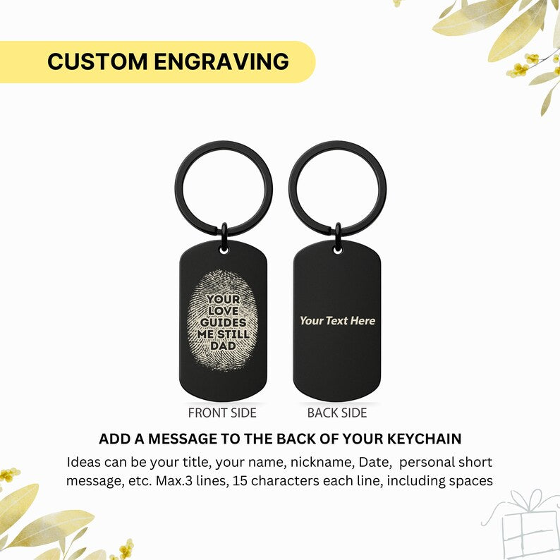 Fingerprint Memorial Keychain, Engraved Remembrance Gift