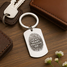 Fingerprint Memorial Keychain, Engraved Remembrance Gift