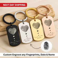 Couple Fingerprint Keychain, Custom Engraved Gift