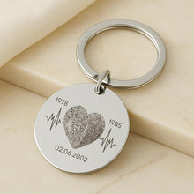 Couple Fingerprint Keychain, Custom Heart Gift