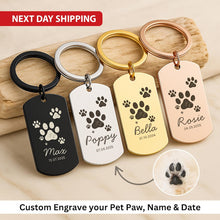 Pet Paw Print Keychain, Personalised Memorial Gift