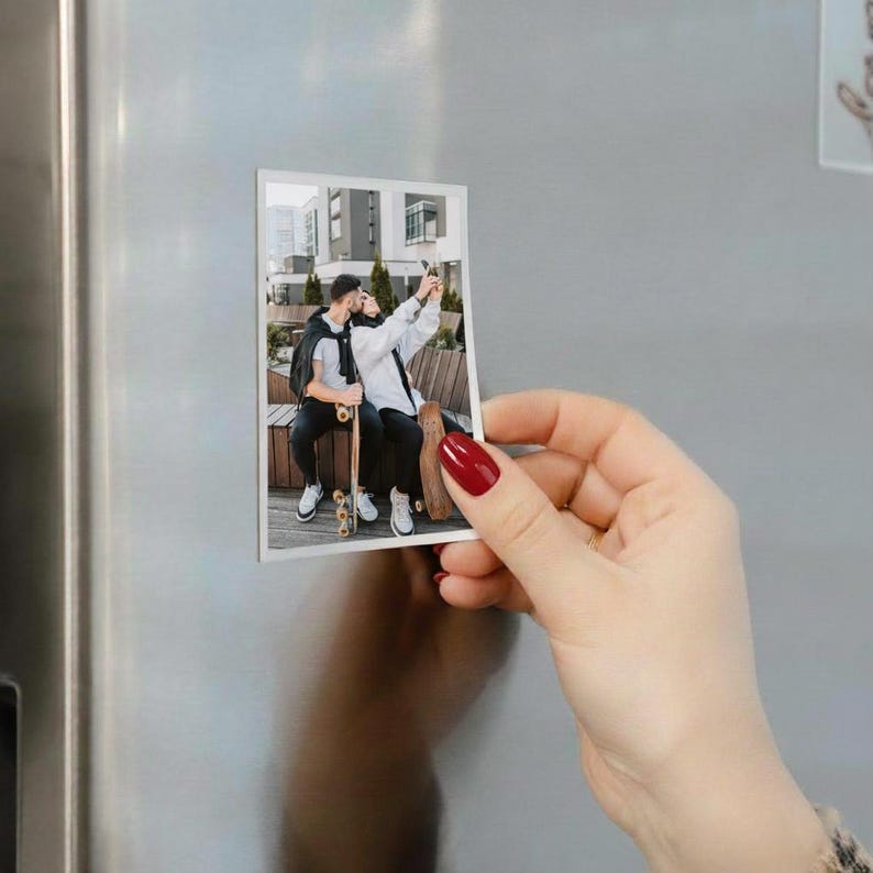 Romantic "Engagement & Wedding" Photo Fridge Magnet