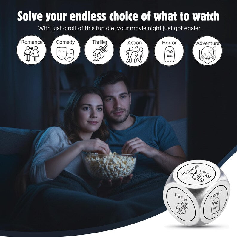 Pack of 5 Couple Dice Set, Christmas Stocking Stuffer Gift, Fun Activity & Decision Dice for Romantic Game Night, Aluminium Engraved Dice