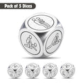 Pack of 5 Couple Dice Set, Christmas Stocking Stuffer Gift, Fun Activity & Decision Dice for Romantic Game Night, Aluminium Engraved Dice