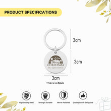 Custom Christmas Name Keychain, Merry Christmas Engraved Keyring, Santa Sleigh Winter Scene Stocking Stuffer, Personalised Holiday Keyring