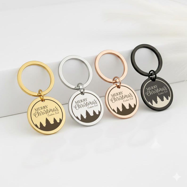 Merry Christmas Personalised Keychain, Engraved Holiday Gift