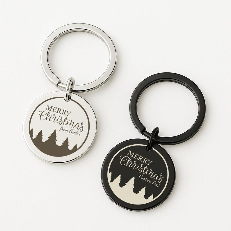 Merry Christmas Personalised Keychain, Engraved Holiday Gift
