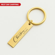 Personalised Christmas Keychain, Engraved Xmas Bar Gift