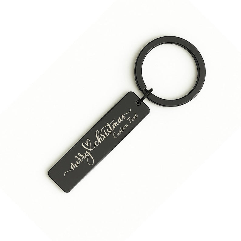 Personalised Christmas Keychain, Engraved Name Bar Gift