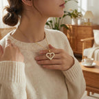 Gold "Crystal Heart Cross" Religious Necklace