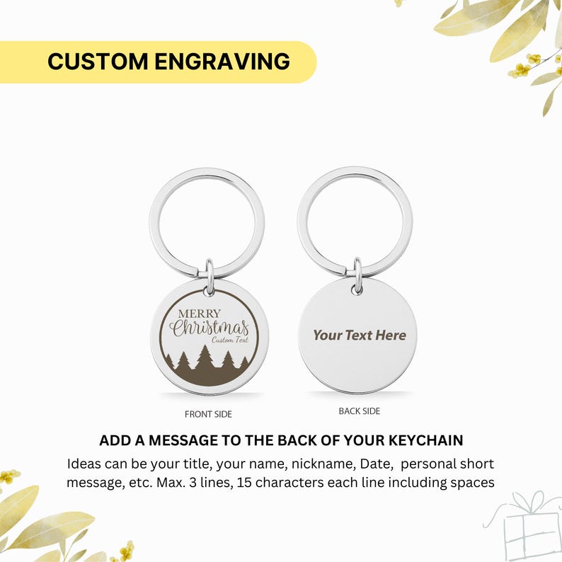 Merry Christmas Personalised Keychain, Engraved Holiday Gift