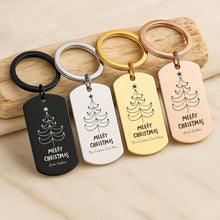 Merry Christmas Keychain, Engraved Xmas Tree Gift