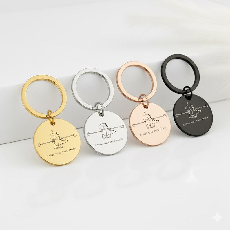 "I Love You" Keychain, Dual-Sided Photo Sketch Gift