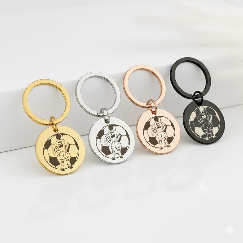 Football Boy Keychain, Custom Photo Sketch Gift